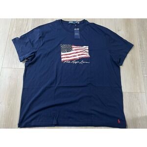 Polo Ralph Lauren T Shirt Mens 3XB Navy American Flag Classic USA Patriotic Tee